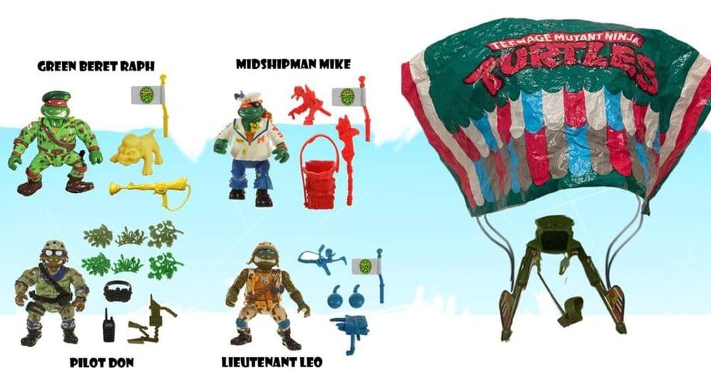 Teenage Mutant Ninja Turtles Classic Actionfiguren 4er-Pack Sewer Heroes mit Fallschirm